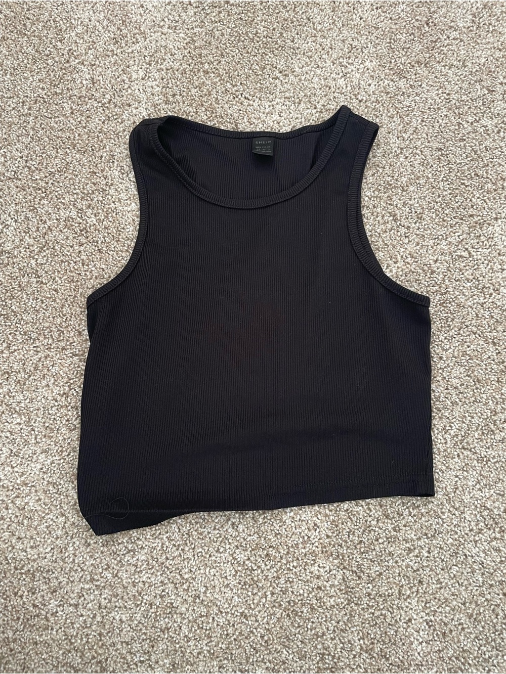 SHEIN Black Ribbed Tank Crop Top